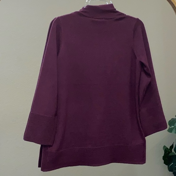 Evolution by Cyrus Myna Button Sleeve Burgundy Open Front Cardigan Size M - Picture 6 of 9